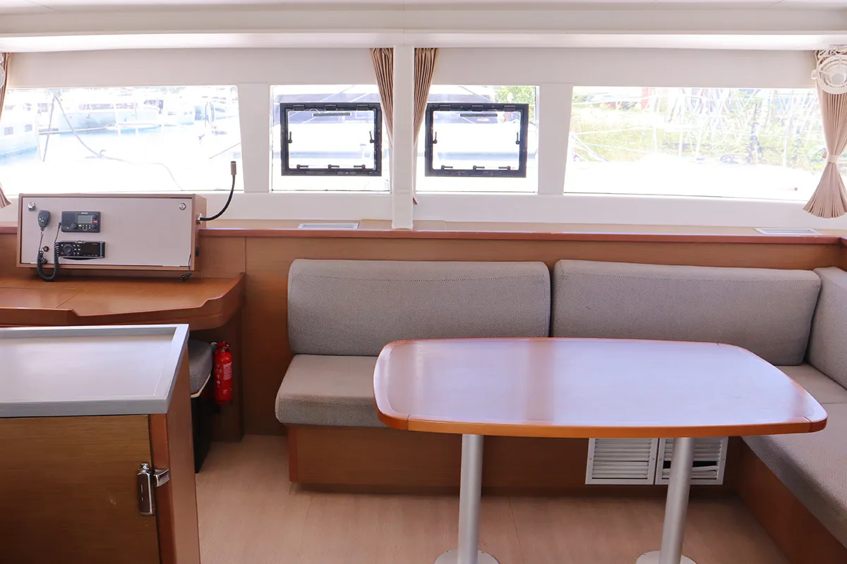 Salon of Tramontane, a Lagoon 450 F catamaran at Road Town, British Virgin Islands
