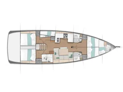 Floor plan of Queen II, a AD Boats Salona 44 sailboat at Split, Croatia