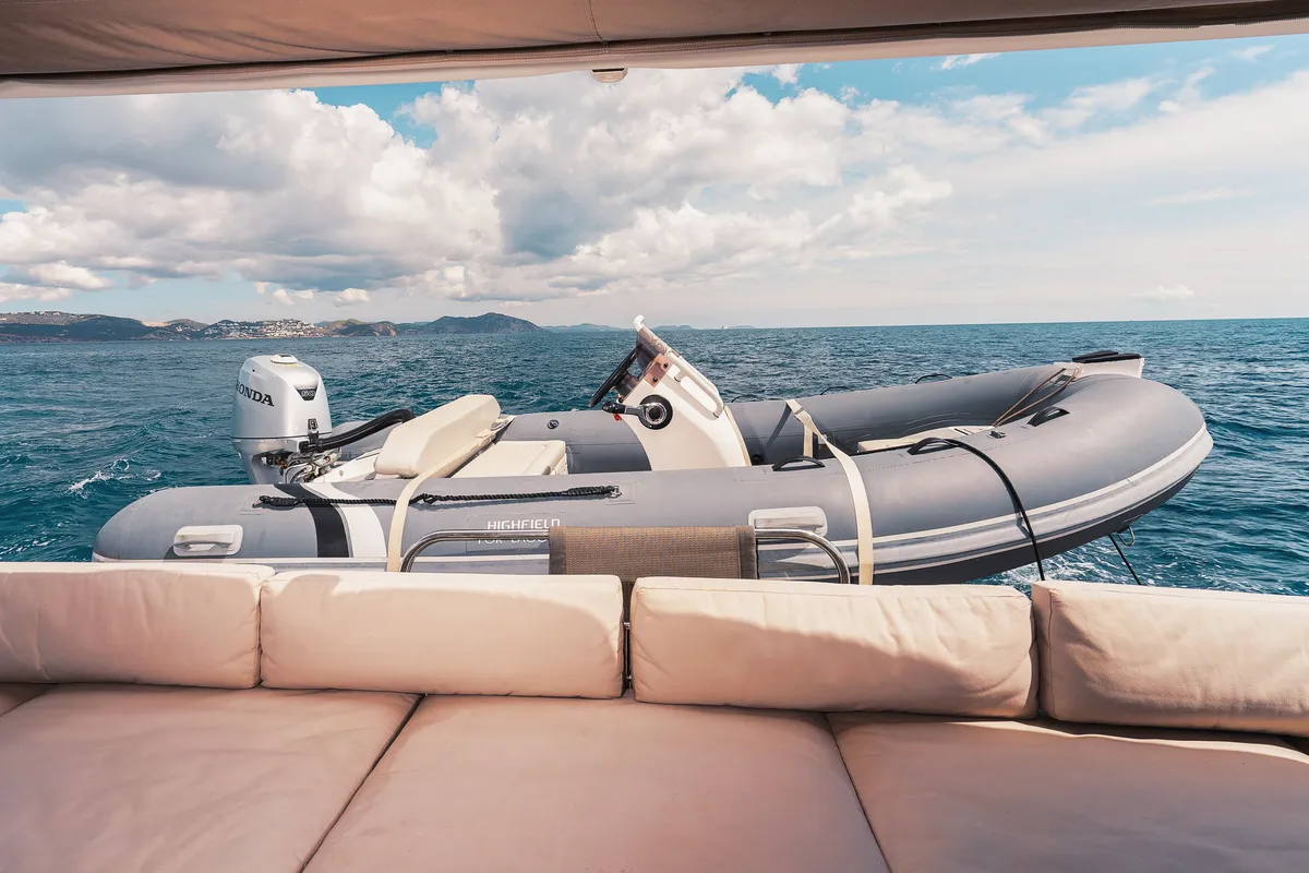 Baltsar, a Lagoon 560 S2 catamaran at Sant Antoni de Portmany, Spain
