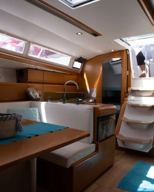 Galley of Izzi, a Jeanneau Sun Odyssey 419 sailboat at Municipal Unit of Lefkada, Greece