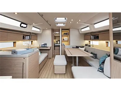 Salon of PHORKYS GEN + A.C, a Beneteau Oceanis 46.1 sailboat at Municipal Unit of Lefkada, Greece