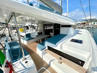 Deck of Buongiorno principessa, a Lagoon 43 catamaran at Salerno, Italy