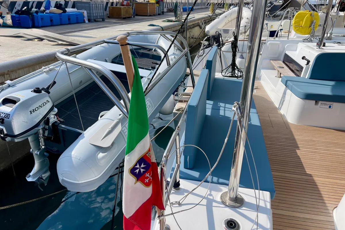 Deck of Buongiorno principessa, a Lagoon 43 catamaran at Salerno, Italy