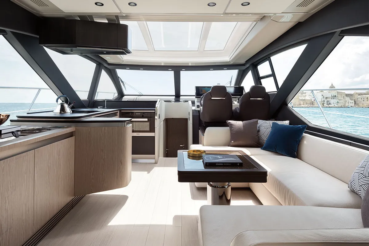 Salon of Leda, a Azimut S6 motor yacht at Seget Donji, Croatia