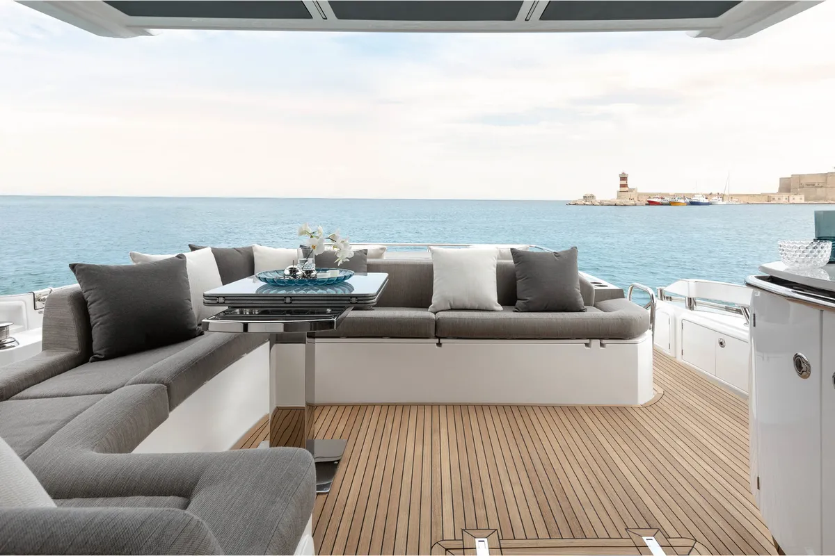 Deck of Leda, a Azimut S6 motor yacht at Seget Donji, Croatia