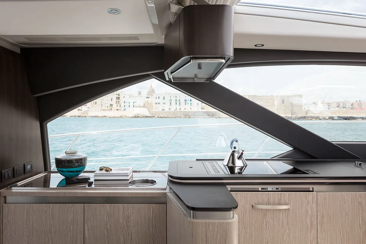 Galley of Leda, a Azimut S6 motor yacht at Seget Donji, Croatia