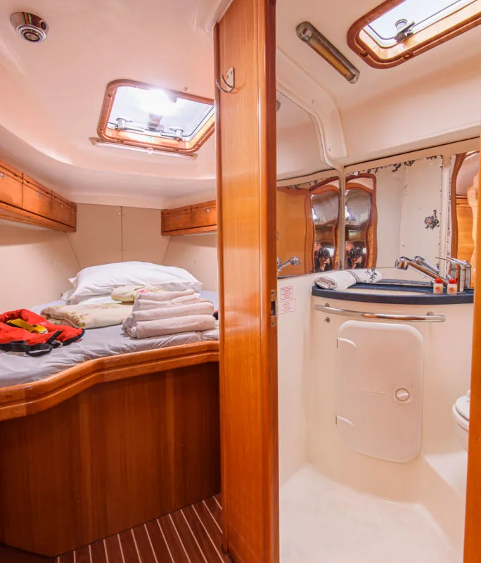 Head on Gigiona, a Bavaria 37 Cruiser sailboat at San Vincenzo, Italy