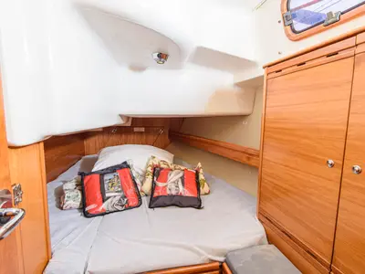 Cabin on Gigiona, a Bavaria 37 Cruiser sailboat at San Vincenzo, Italy