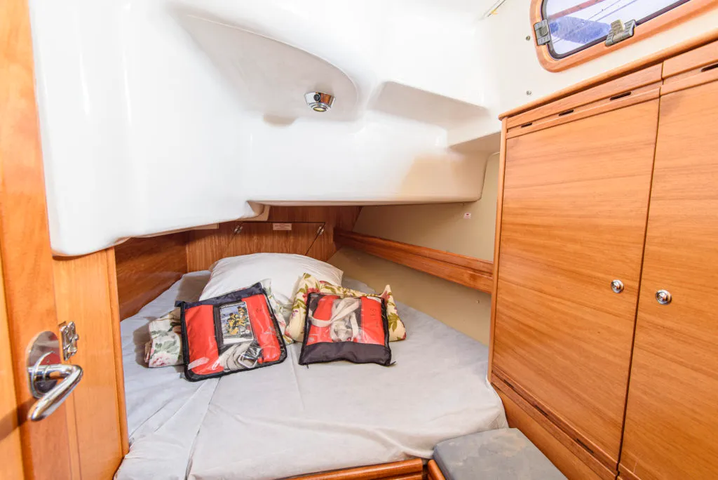 Cabin on Gigiona, a Bavaria 37 Cruiser sailboat at San Vincenzo, Italy