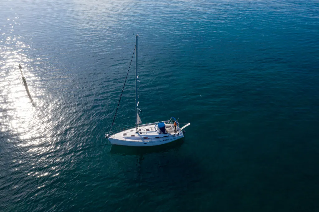 Exterior view of Gigiona, a Bavaria 37 Cruiser sailboat at San Vincenzo, Italy