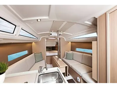 Salon of Mojito, a Beneteau Oceanis 30.1 sailboat at Saint-Cast-le-Guildo, France