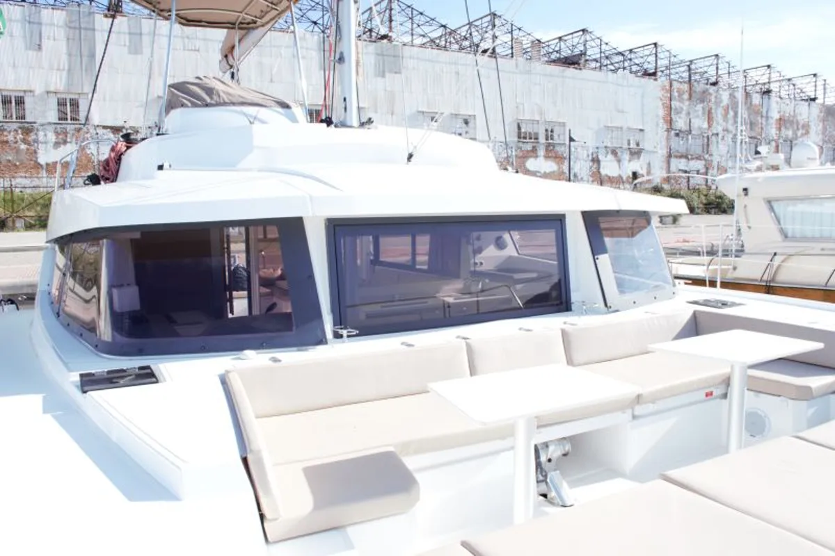 Exterior view of Fasteam Two, a Bali 4.3 catamaran at Castellammare di Stabia, Italy