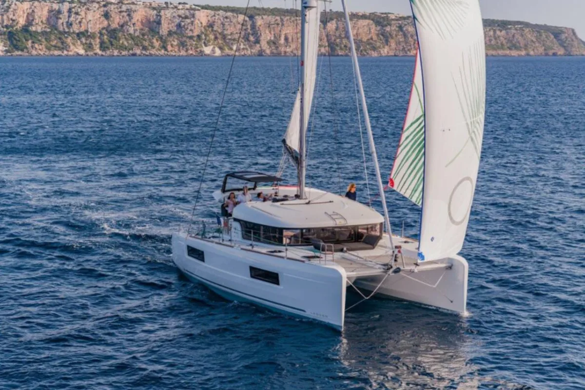 Exterior view of Mary Grace, a Lagoon 40 catamaran at Municipal Unit of Lefkada, Greece