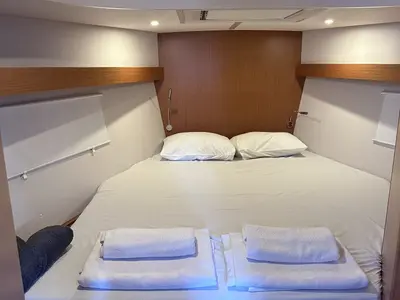 Cabin on Sail Scorpius, a Bavaria C42 sailboat at Marmaris, Turkey