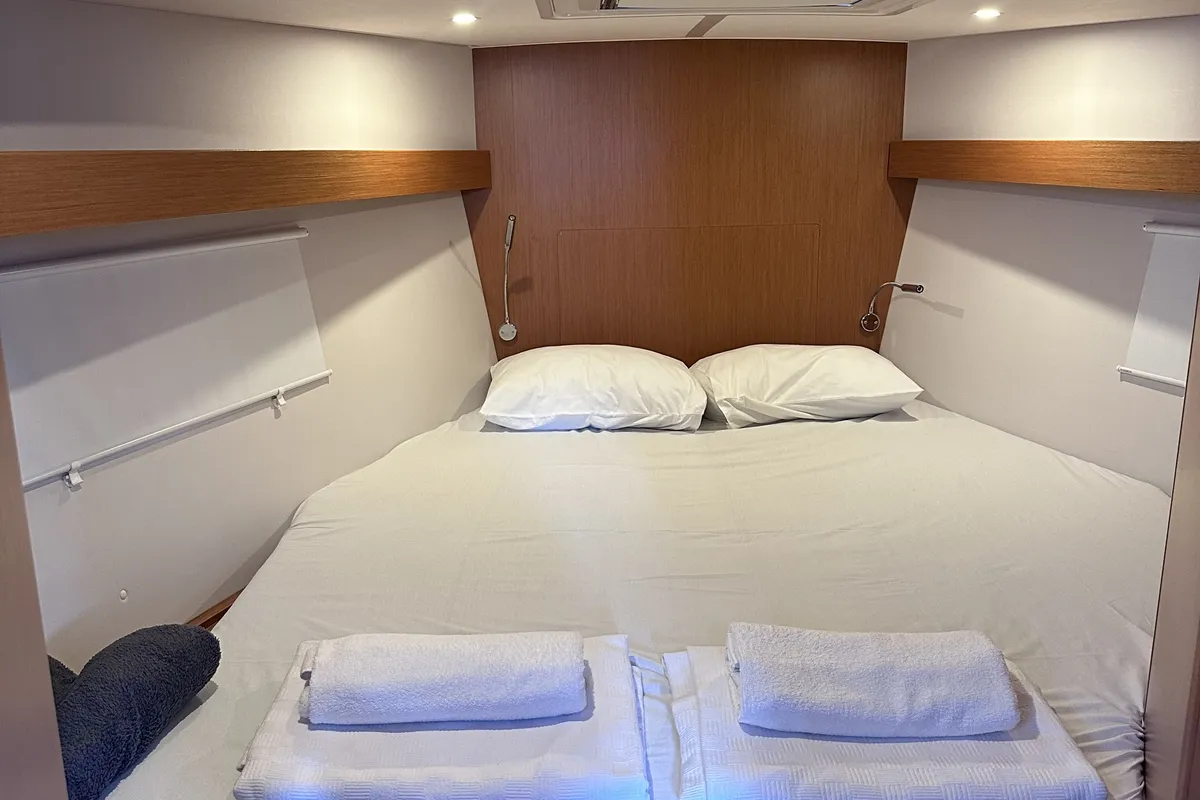 Cabin on Sail Scorpius, a Bavaria C42 sailboat at Marmaris, Turkey