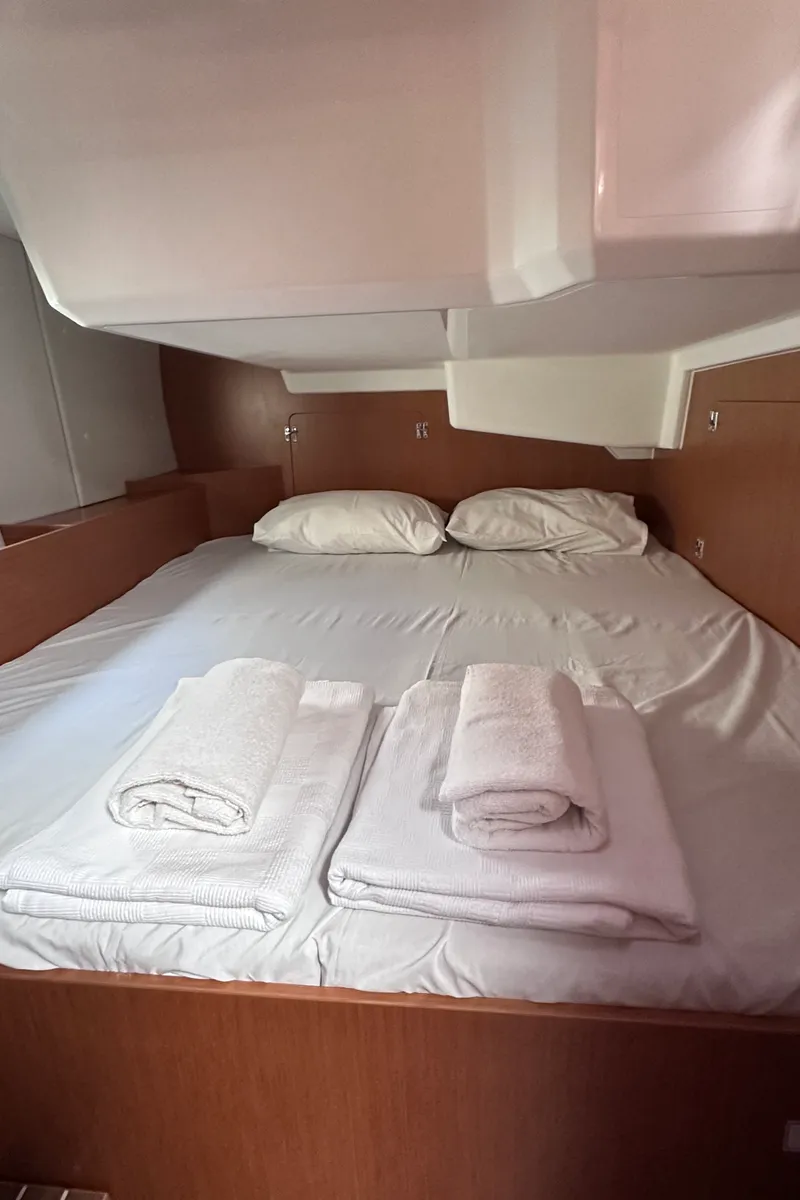 Cabin on Sail Scorpius, a Bavaria C42 sailboat at Marmaris, Turkey