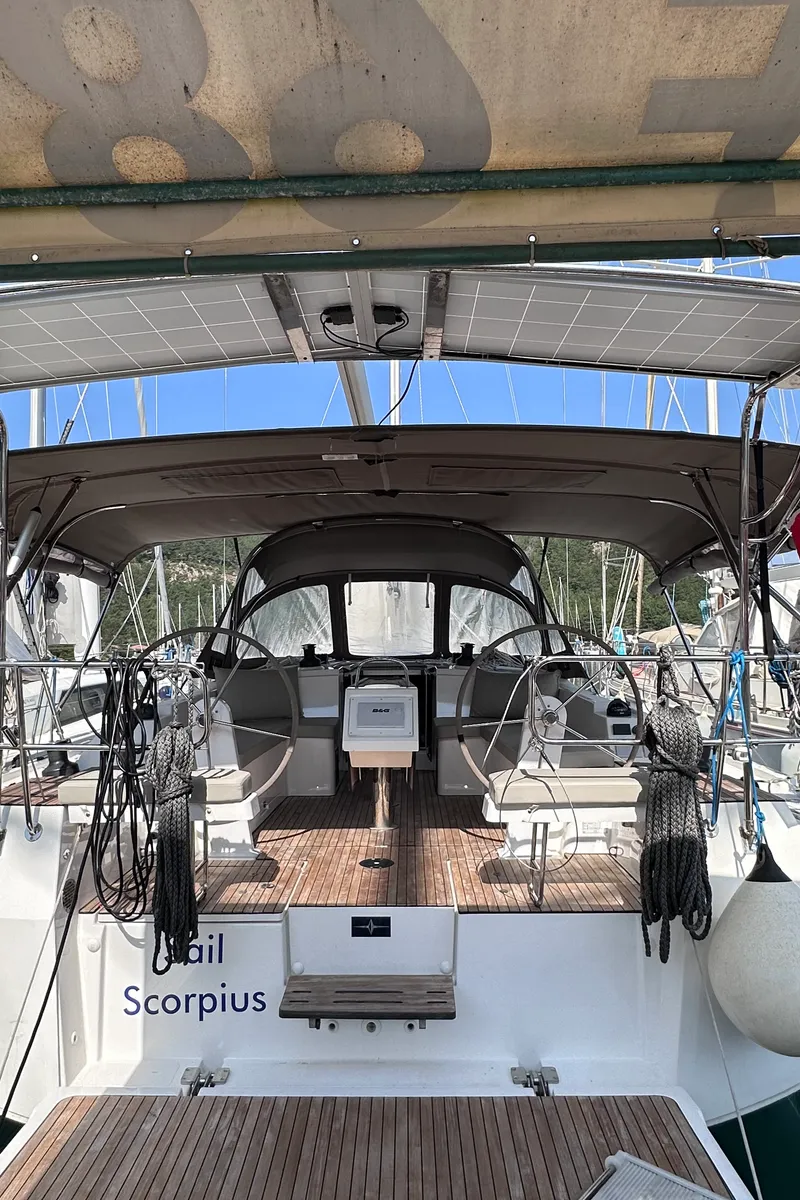 Cockpit of Sail Scorpius, a Bavaria C42 sailboat at Marmaris, Turkey