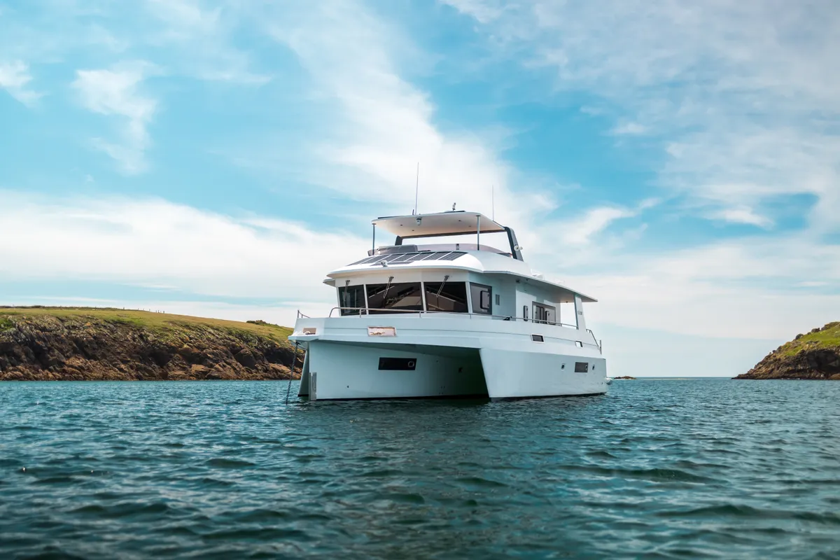 Exterior view of L'Indécis, a Gulet Leen 56 sailboat at Marigot, France