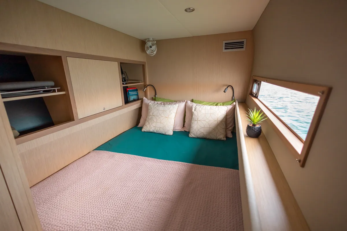 Cabin on L'Indécis, a Gulet Leen 56 sailboat at Marigot, France