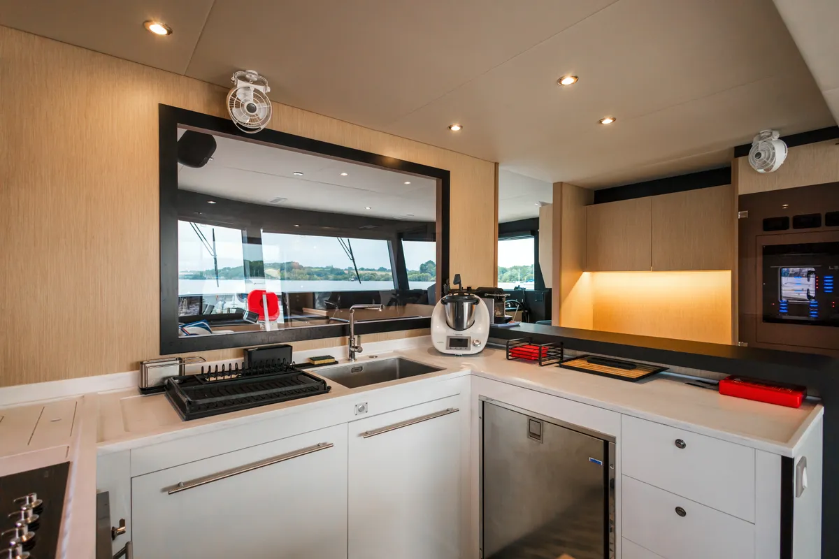 Galley of L'Indécis, a Gulet Leen 56 sailboat at Marigot, France