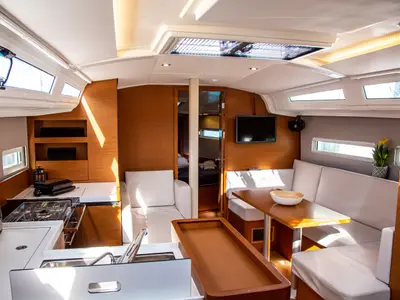 Galley of Psi Octantis, a Jeanneau Sun Odyssey 410 sailboat at Preveza, Greece
