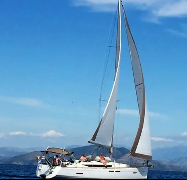 Exterior view of Korinne, a Jeanneau Sun Odyssey 409 sailboat at Kontokali, Greece