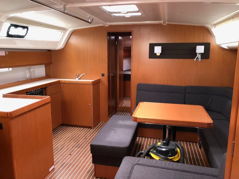 Salon of Alma Libre III, a Bavaria Cruiser 51 sailboat at Municipal Unit of Lefkada, Greece