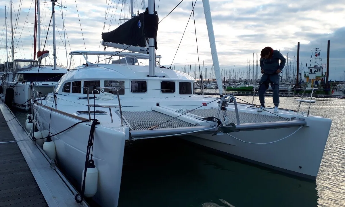 BUTTERFLY, a Lagoon 380 catamaran at Parikia, Greece
