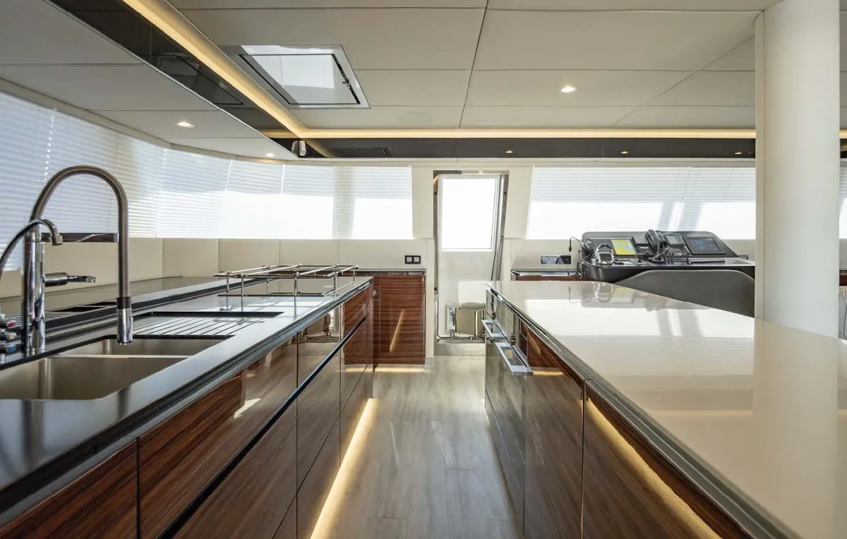 Galley of Dessus, a Sunreef 60 catamaran at Grad Kaštela, Croatia