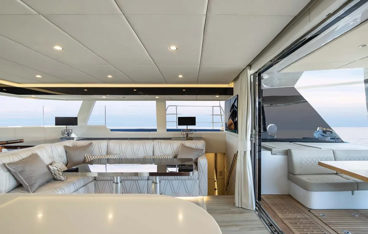 Salon of Dessus, a Sunreef 60 catamaran at Grad Kaštela, Croatia
