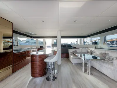 Salon of Dessus, a Sunreef 60 catamaran at Grad Kaštela, Croatia