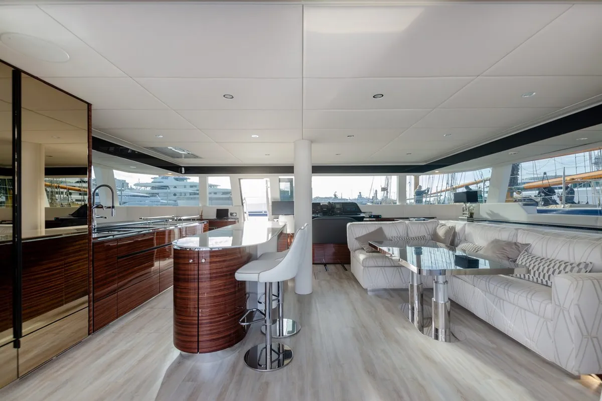 Salon of Dessus, a Sunreef 60 catamaran at Grad Kaštela, Croatia