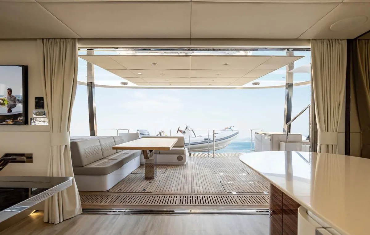 Salon of Dessus, a Sunreef 60 catamaran at Grad Kaštela, Croatia