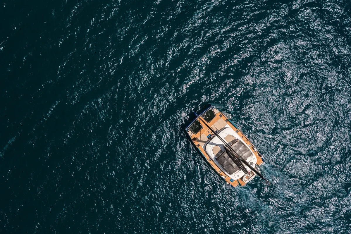 Exterior view of Dessus, a Sunreef 60 catamaran at Grad Kaštela, Croatia