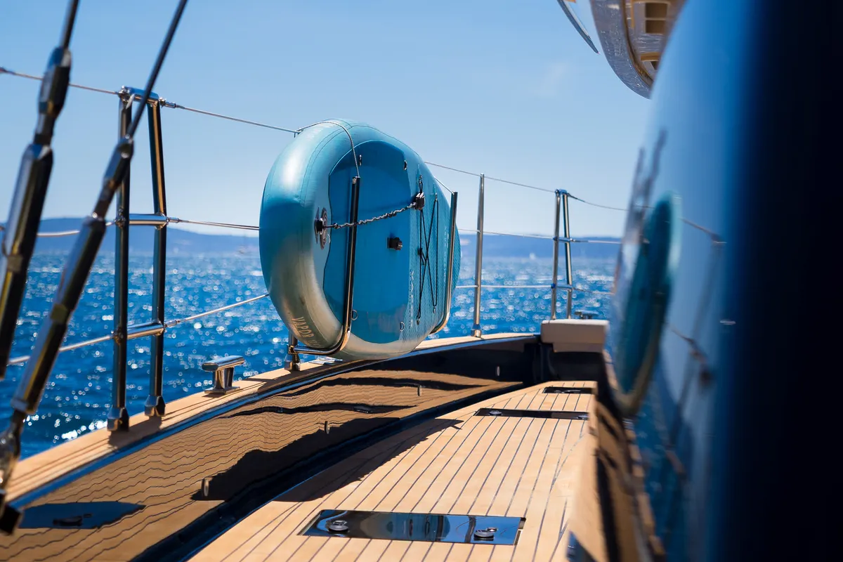 Deck of Dessus, a Sunreef 60 catamaran at Grad Kaštela, Croatia