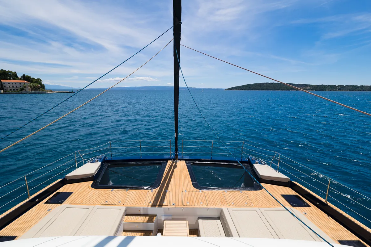 Dessus, a Sunreef 60 catamaran at Grad Kaštela, Croatia