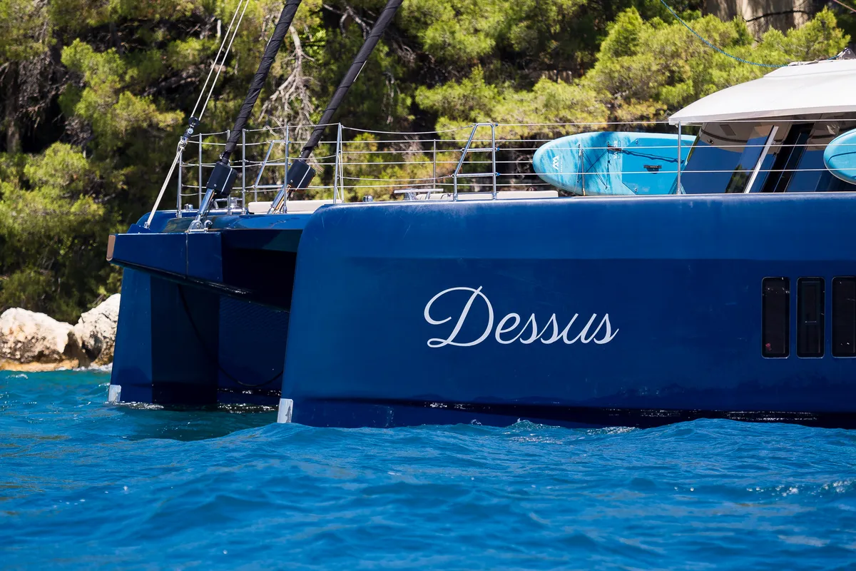 Dessus, a Sunreef 60 catamaran at Grad Kaštela, Croatia