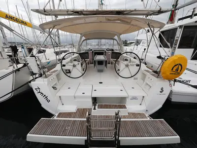 Cockpit of Zyntha, a Beneteau Oceanis 41 sailboat at Općina Sukošan, Croatia