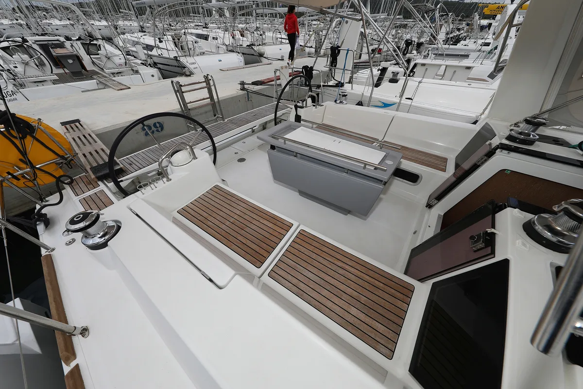 Deck of Zyntha, a Beneteau Oceanis 41 sailboat at Općina Sukošan, Croatia