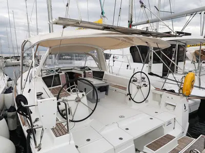 Deck of Zyntha, a Beneteau Oceanis 41 sailboat at Općina Sukošan, Croatia