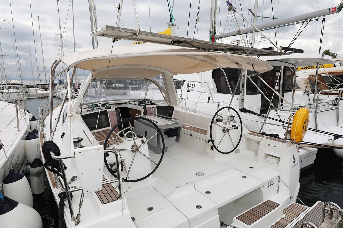 Deck of Zyntha, a Beneteau Oceanis 41 sailboat at Općina Sukošan, Croatia