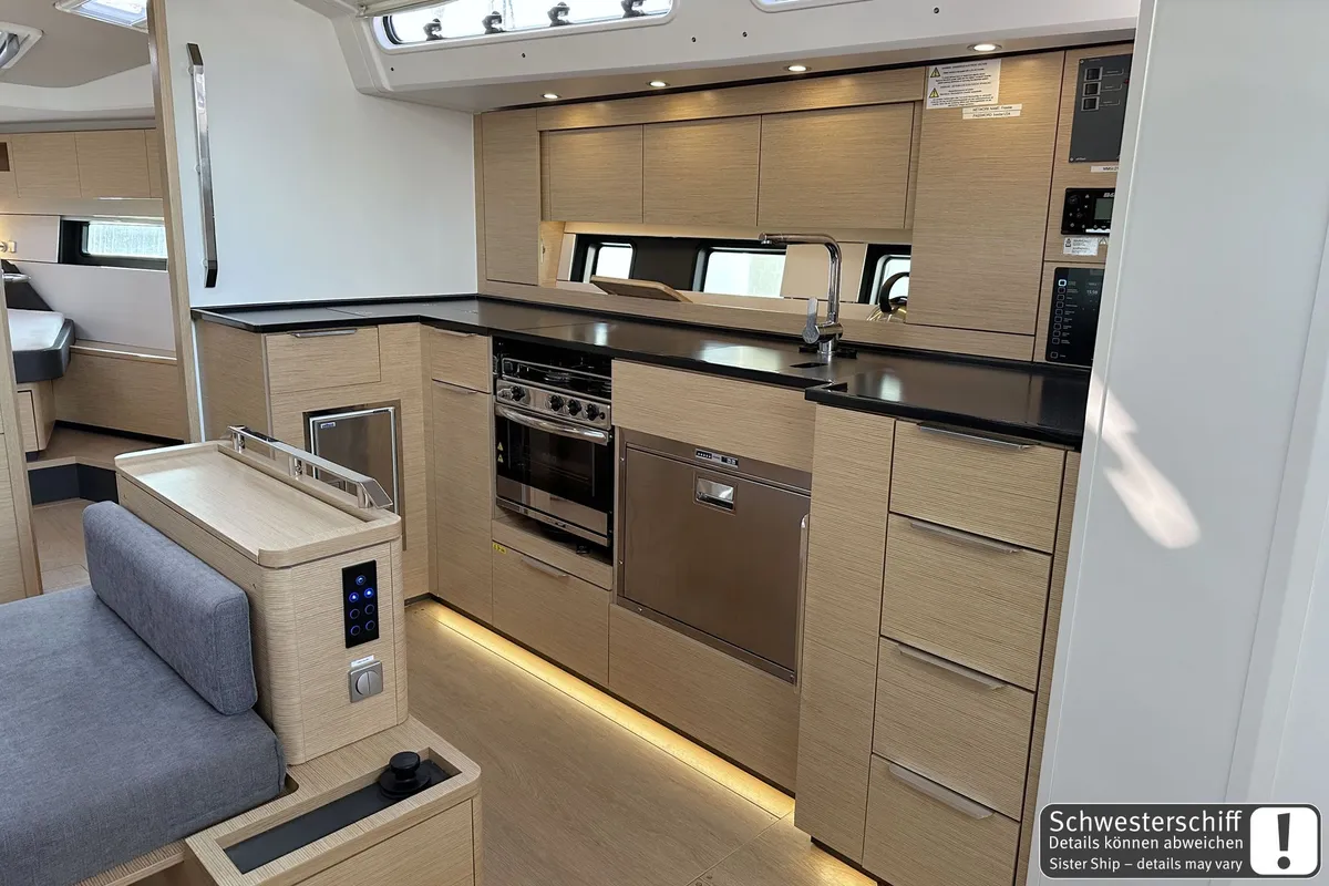 Galley of Antares, a Hanse 460 sailboat at Palma de Mallorca, Spain