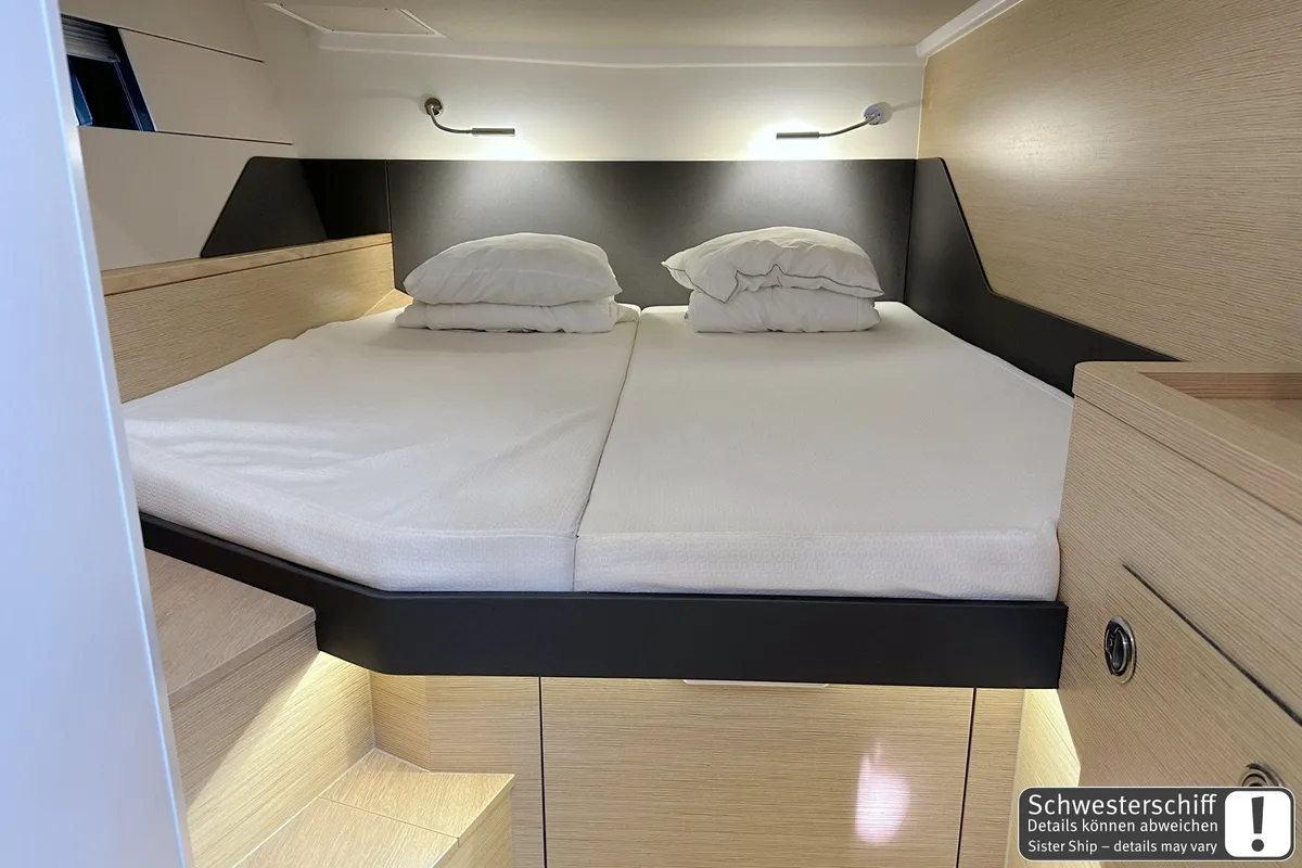 Cabin on Antares, a Hanse 460 sailboat at Palma de Mallorca, Spain