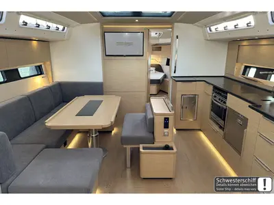 Salon of Antares, a Hanse 460 sailboat at Palma de Mallorca, Spain