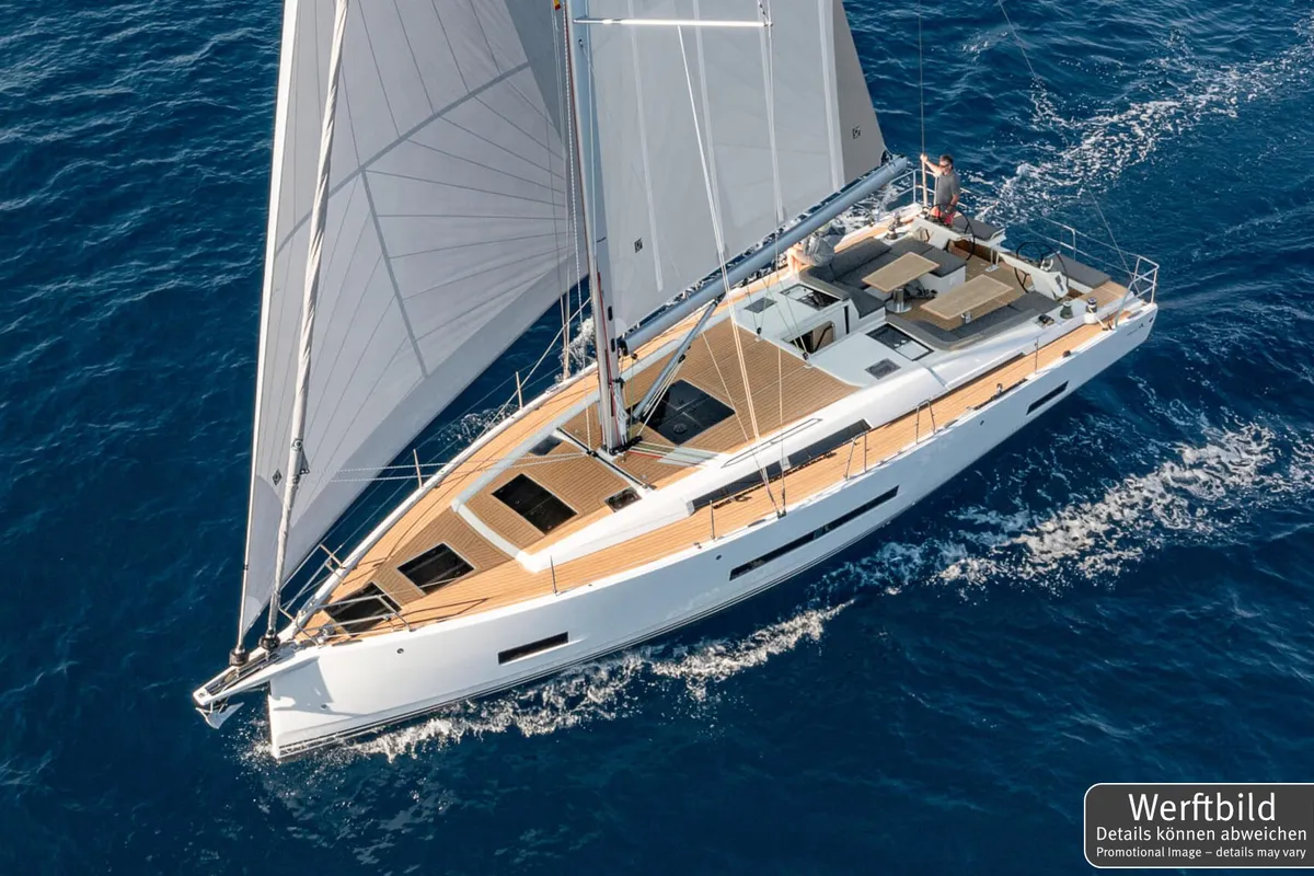 Exterior view of Antares, a Hanse 460 sailboat at Palma de Mallorca, Spain