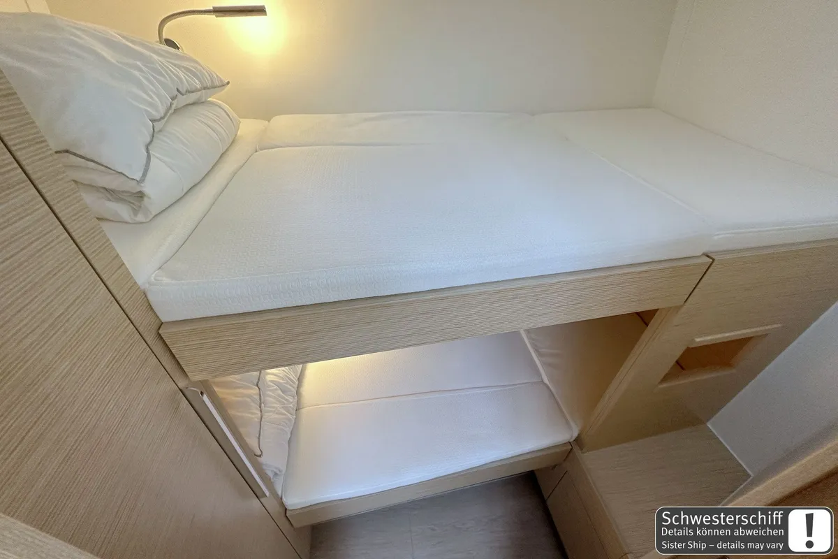 Cabin on Antares, a Hanse 460 sailboat at Palma de Mallorca, Spain