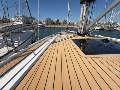 Deck of Antares, a Hanse 460 sailboat at Palma de Mallorca, Spain