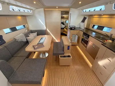 Salon of Antares, a Hanse 460 sailboat at Palma de Mallorca, Spain