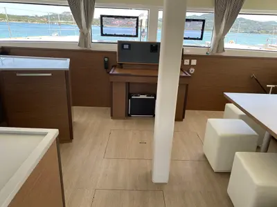Salon of Naka, a Lagoon 52F catamaran at Tonnarella, Italy