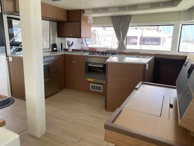 Galley of Naka, a Lagoon 52F catamaran at Tonnarella, Italy